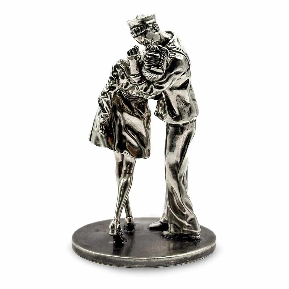 12 oz Antique Finish The Kiss Silver Statue (New, Box + CoA) - Image 5