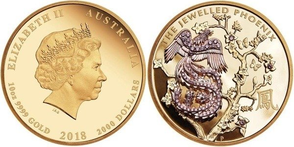 2018 10 oz Proof Phoenix Jewelled Gold coin - Image 2