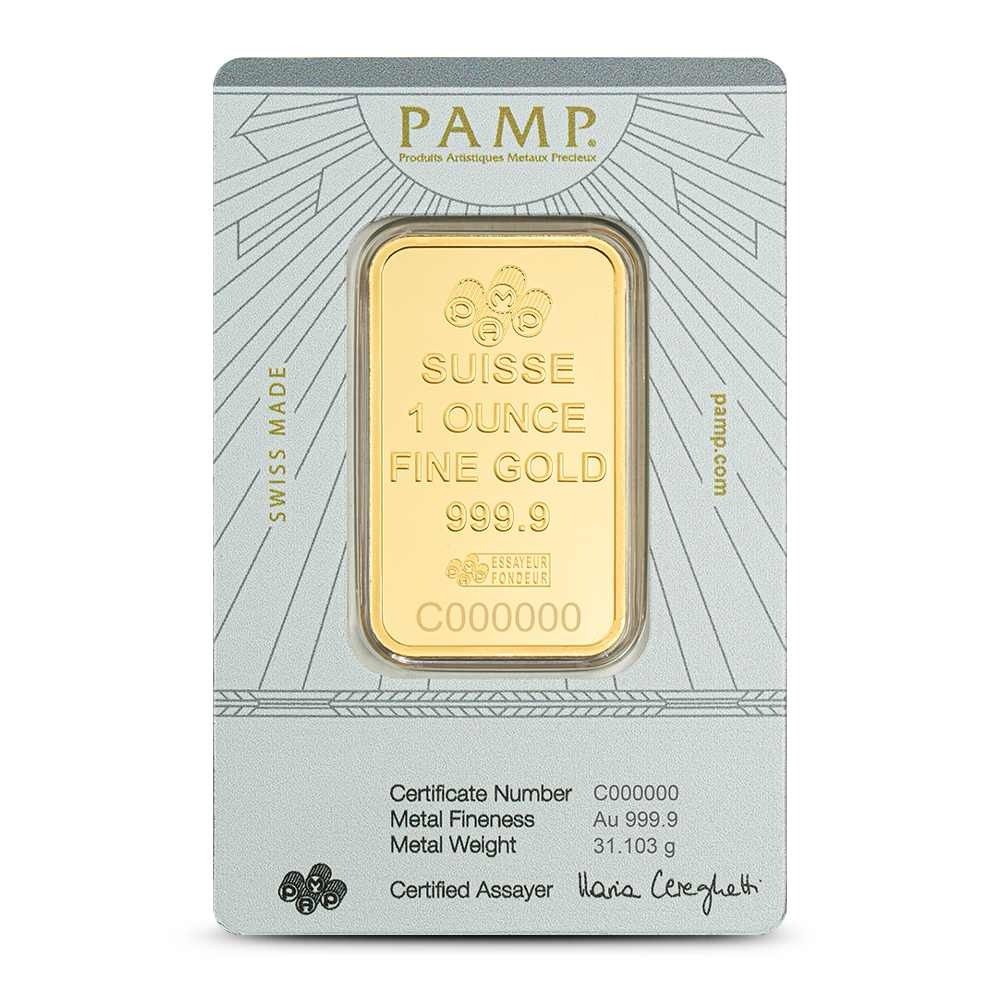 1 oz PAMP Suisse Gold Lady of Justice Bar (New w/Assay) - Image 2