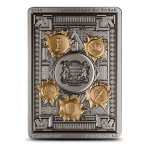 2025 2 oz Antique Republic of Chad Silver Genovese Crime Family Coin (Ultra High Relief, Gilded)