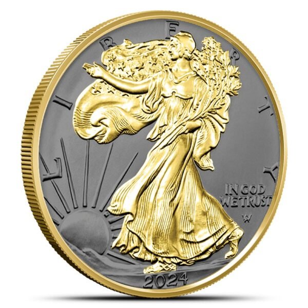 2024 1 Oz American Silver Eagle Coin (Ruthenium, Gilded, In Capsule)