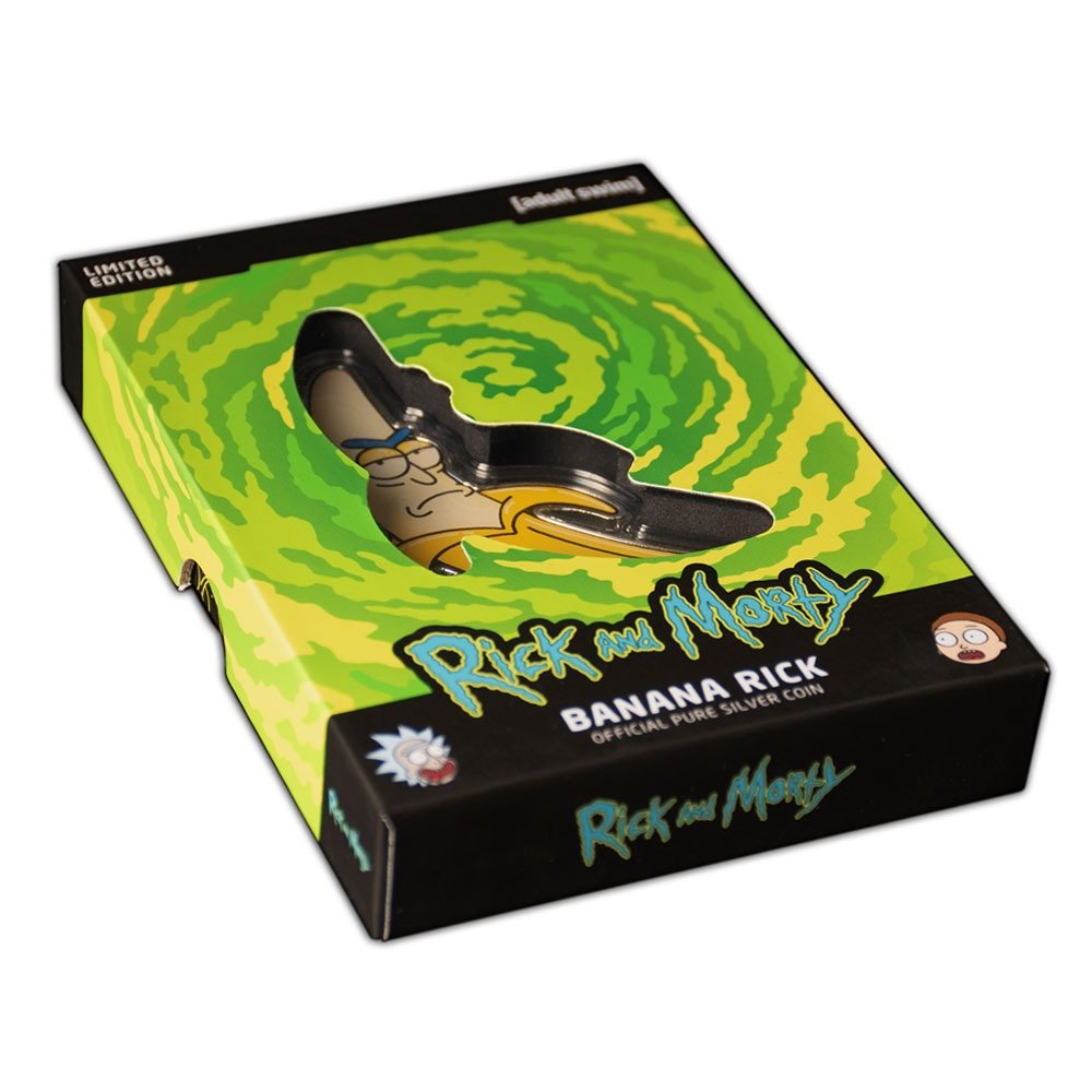 2024 1 oz Colorized Barbados Silver Rick and Morty Banana Rick Shaped Coin - Image 4