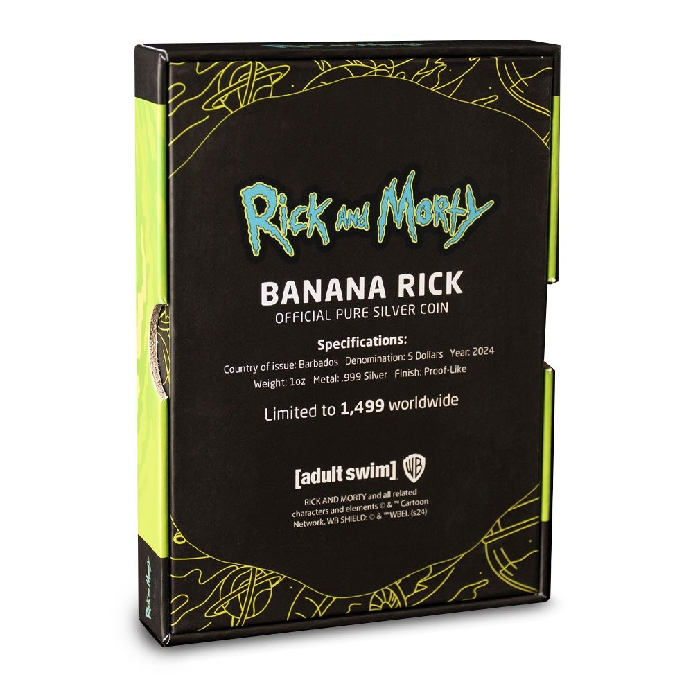 2024 1 oz Colorized Barbados Silver Rick and Morty Banana Rick Shaped Coin - Image 3