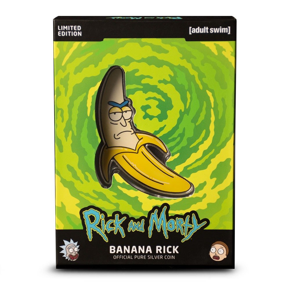 2024 1 oz Colorized Barbados Silver Rick and Morty Banana Rick Shaped Coin - Image 5