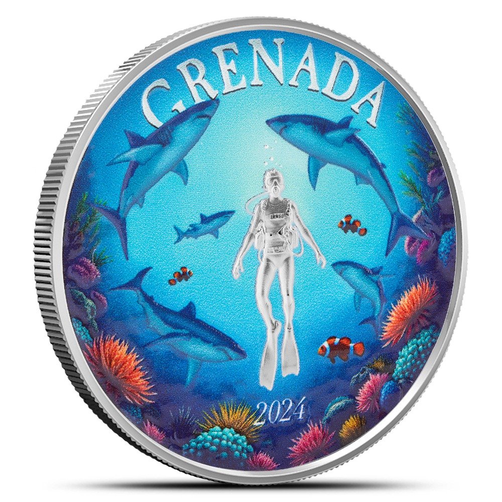 1 oz Colorized EC8 Silver Grenada Sh