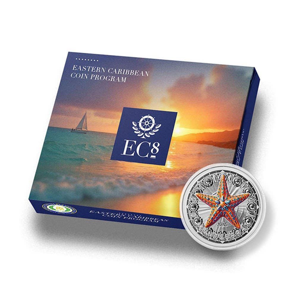 2024 1 oz Colorized EC8 Silver Montserrat Starfish Coin (BU) - Image 2