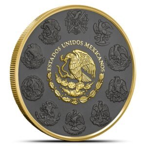 2024 1 oz Golden Ring Mexican Silver Libertad Coin (Ruthenium, Gilded, In Capsule)