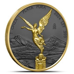 2024 1 oz Golden Ring Mexican Silver Libertad Coin (Ruthenium, Gilded, In Capsule)