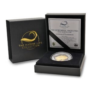 2024 1 oz Proof Pitcairn Islands Silver Lemonpeel Angelfish Coin (Gilded, Box + CoA)
