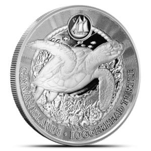 2025 1 oz Cayman Islands Silver Sea Life Loggerhead Turtle Coin (Alpha Strike, Proof-Like)