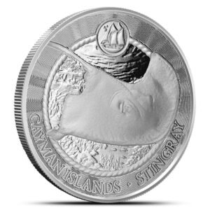 2025 1 oz Cayman Islands Silver Sea Life Stingray Coin (Alpha Strike, Proof-Like)