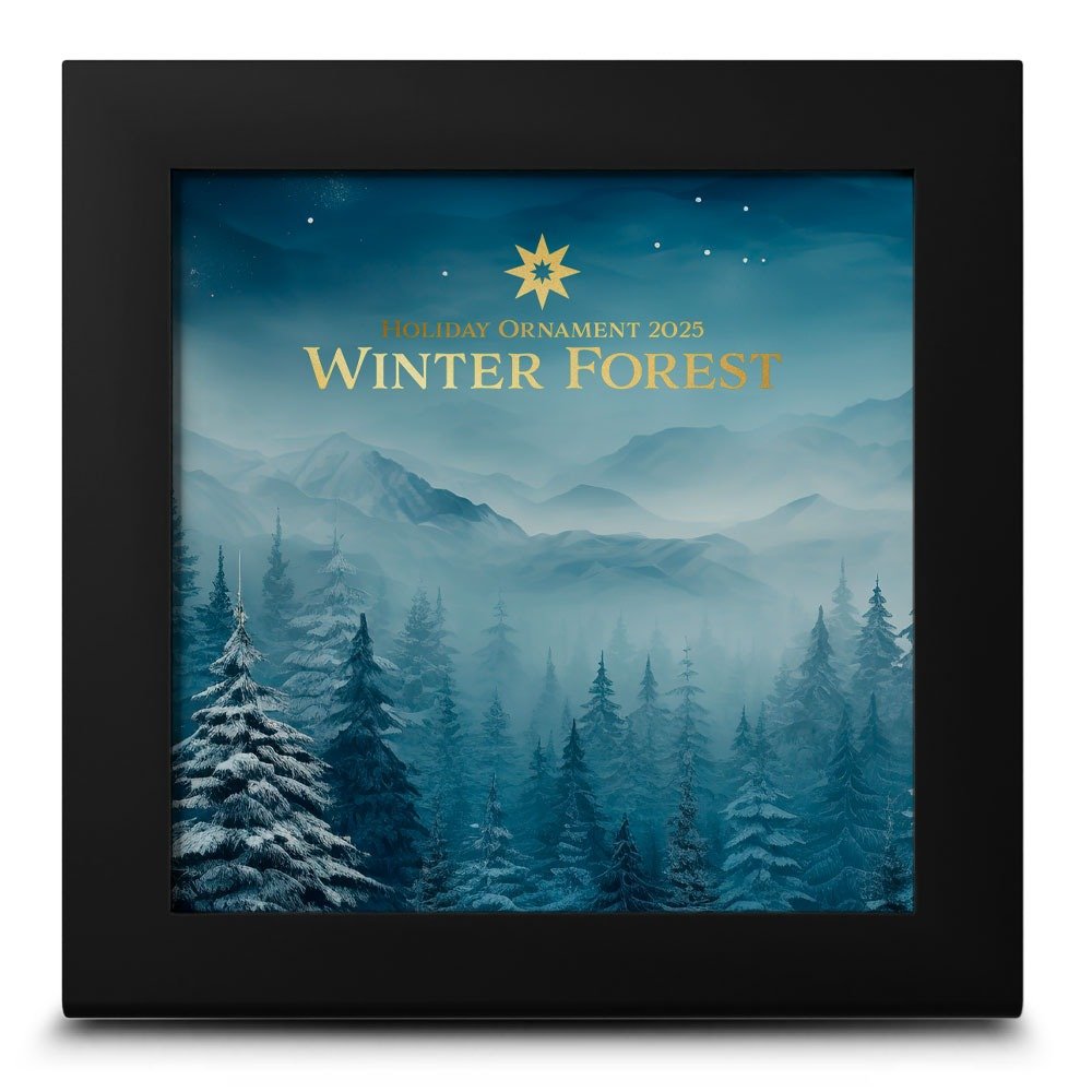 2025 1 oz Cook Islands Silver Holiday Ornaments Winter Forest Coin (Gilded) - Image 3