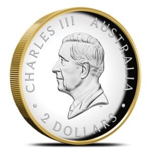 2025 2 oz Proof Australian Silver Kookaburra Coin (Gilded, Box + CoA)