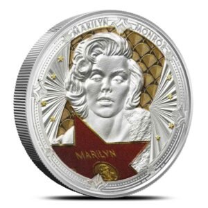 2026 2 oz Proof Colorized Pitcairn Islands Marilyn Monroe Silver Coin (Ultra High Relief, Box & CoA)