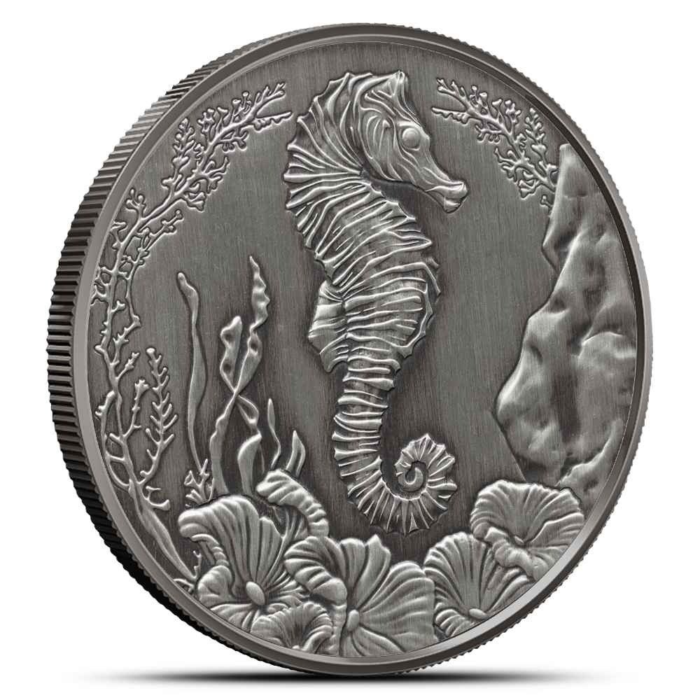 1 oz Antique Samoa Silver Seahorse