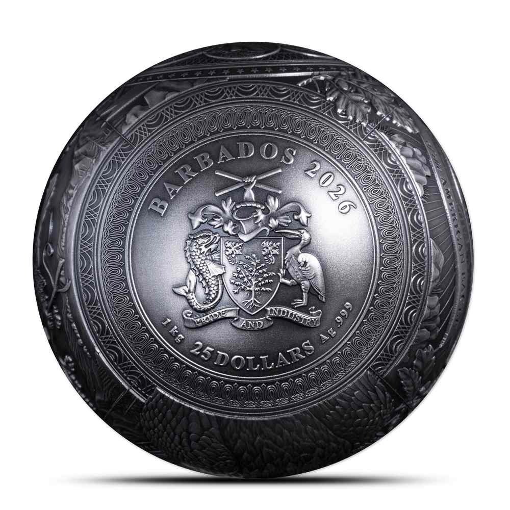2026 1 Kilo Barbados 40th Anniversary American Eagle Spherical Silver Coin (Box + CoA) - Image 3